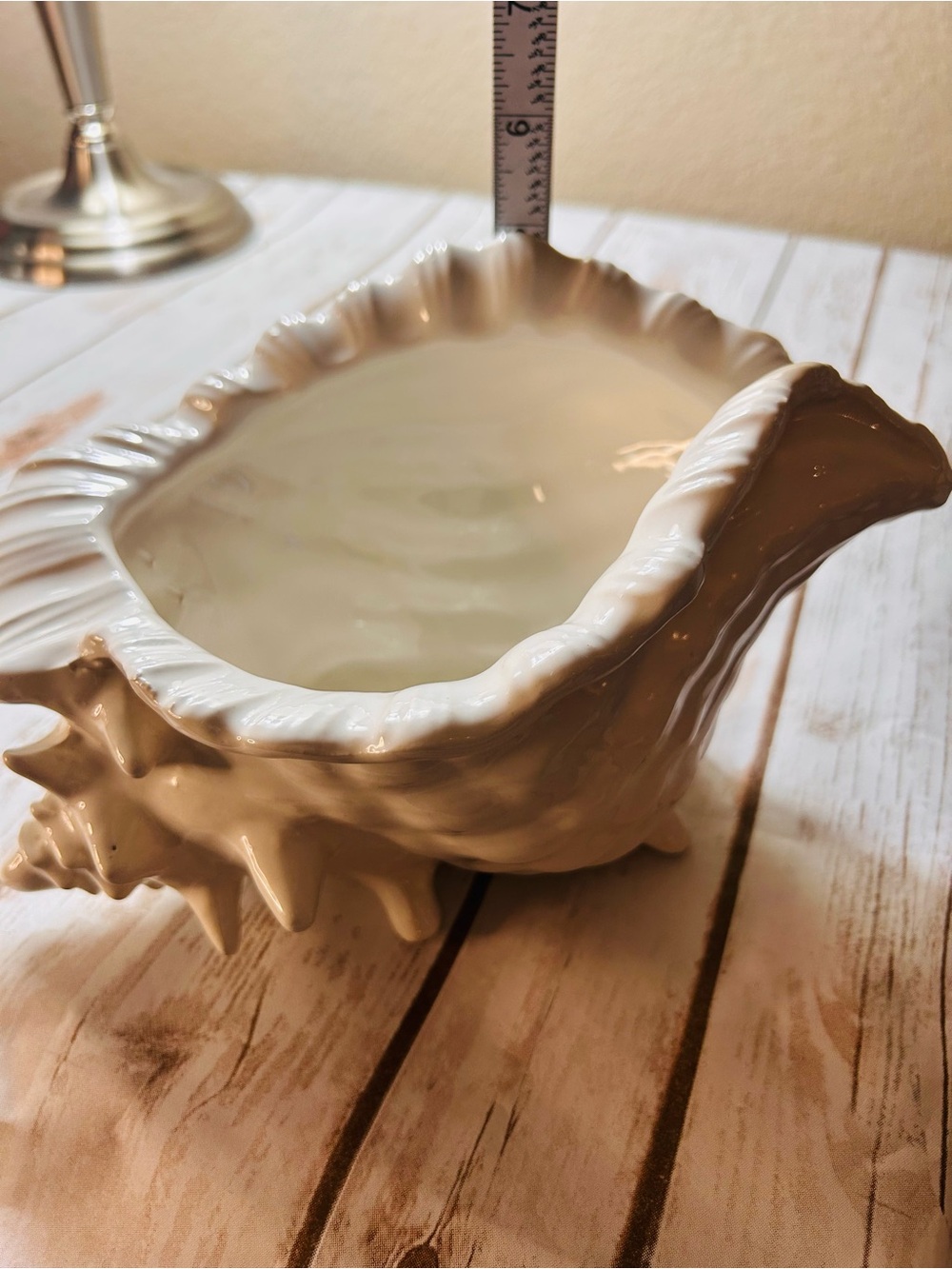 Vintage White Ceramic Conch Sea Shell Decorative Bowl Planter Decorative - Picture 5 of 9